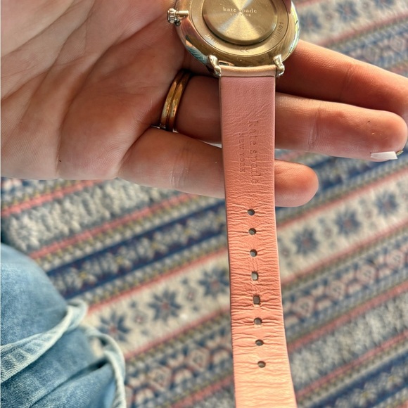 Kate Spade Light Pink Genuine Leather Scalloped Watch with Gold Details main image 5
